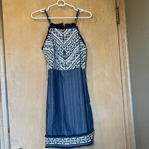 Miss Me Navy and Cream Lace Mini Dress